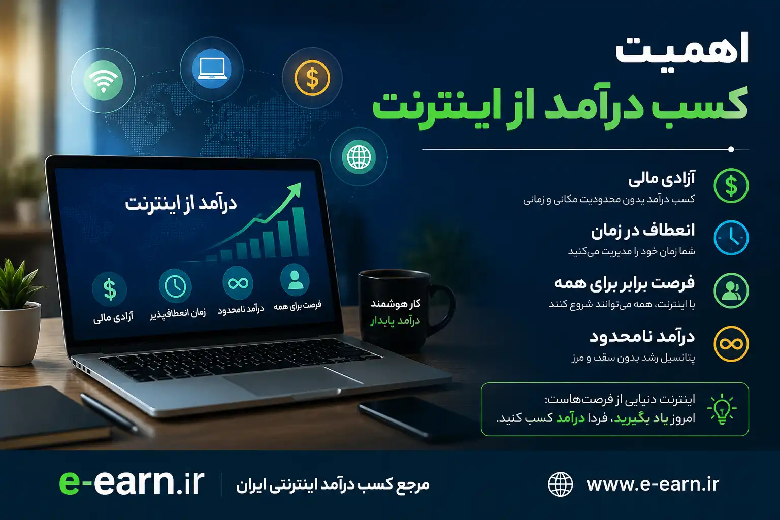 کسب درآمد اینترنتی چیست و چرا اهمیت دارد؟ 12 مزایای کسب درآمد اینترنتی